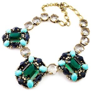 NWT RARE VINTAGE LUXURY MAXIMALIST J. Crew turquoise emerald statement Necklace